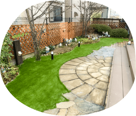 複雑な形のお庭の施工