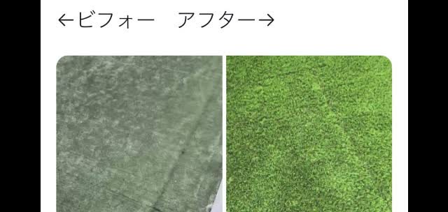 名古屋市・色あせた屋上の人工芝を、鮮やかな緑に張り替えました