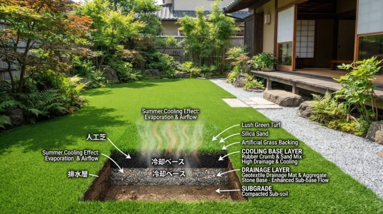 人工芝の下に敷く素材で夏の快適さが変わる！遮熱・水はけ・温度比較と下地選びの完全ガイド