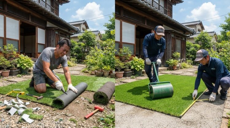 夏の人工芝DIYとプロ施工を徹底比較｜猛暑の下地作り・仕上がり差・コストの真実