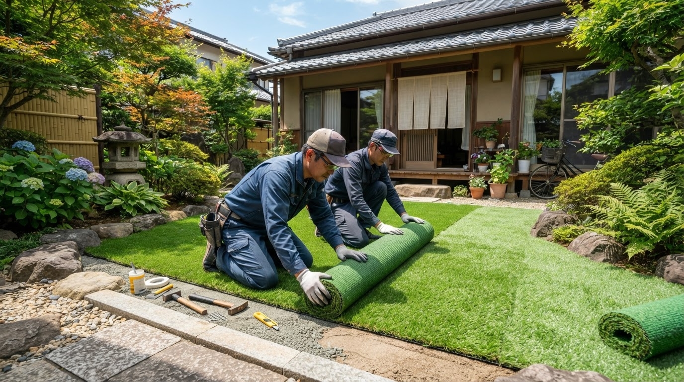 芝キング 夏の人工芝施工イメージ
